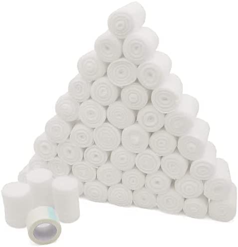 48 Pack - 2 inch by 4 yards Gauze Bandage Roll with Free Bonus Tape