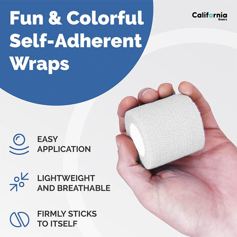 White 12 Pack - 2 Inches by 5 Yards Self Adhesive Bandage Wraps