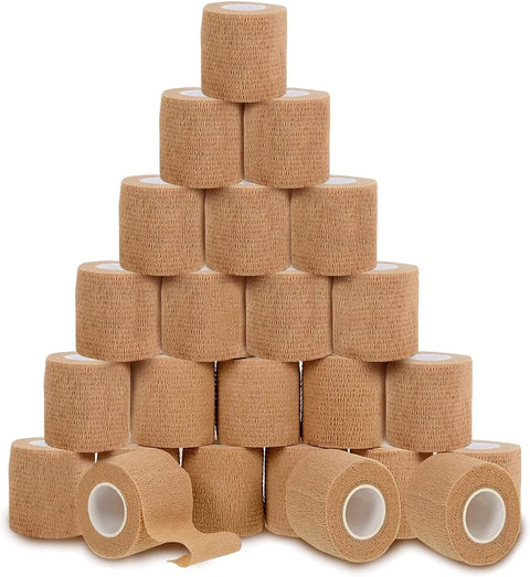 Beige 24 Pack - 2 Inches by 5 Yards Self Adhesive Bandage Wraps