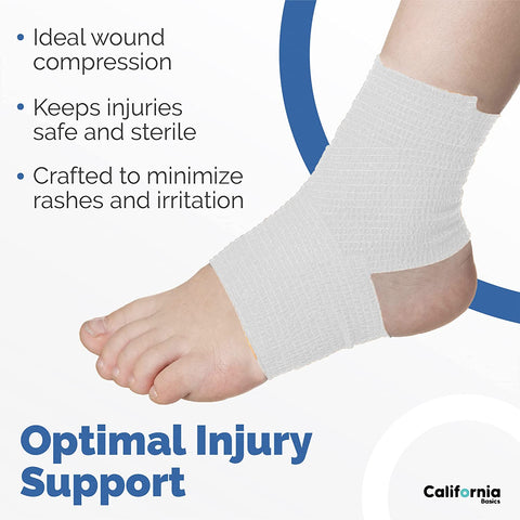 White 12 Pack - 2 Inches by 5 Yards Self Adhesive Bandage Wraps