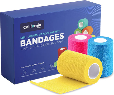 Multi Colored 24 Pack - 4 Inches by 5 Yards Self Adhesive Bandage Wraps