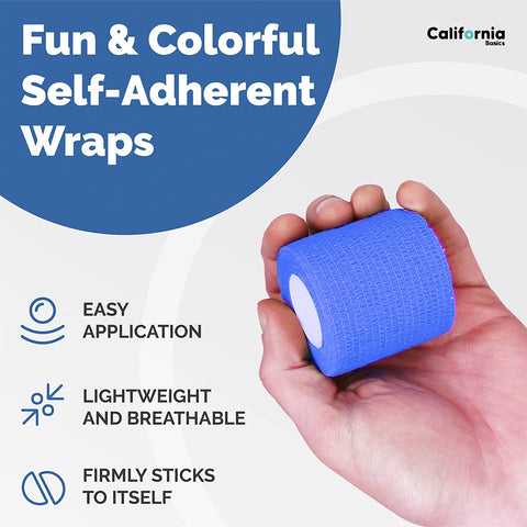 Blue 12 Pack - 2 Inches by 5 Yards Self Adhesive Bandage Wraps