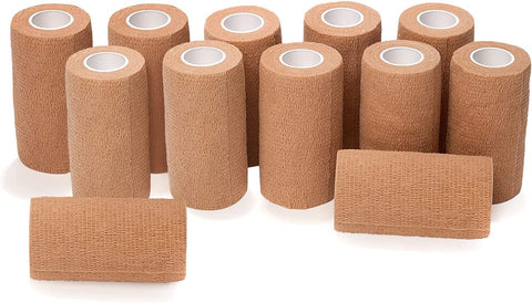 Beige 12 Pack - 3 Inches by 5 Yards Self Adhesive Bandage Wraps