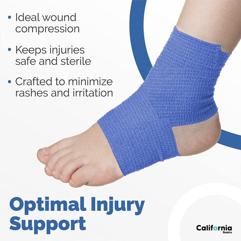 Blue 12 Pack - 2 Inches by 5 Yards Self Adhesive Bandage Wraps