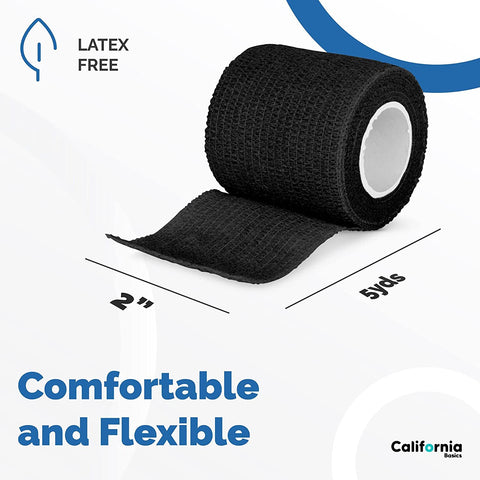 Black 24 Pack - 2 Inches by 5 Yards Self Adhesive Bandage Wraps