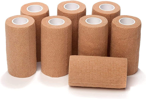 Beige 8 Pack - 3 Inches by 5 Yards Self Adhesive Bandage Wraps