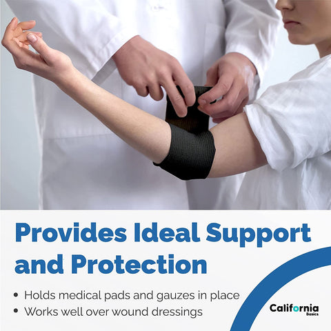 Black 10 Pack - 2 Inches by 5 Yards Self Adhesive Bandage Wraps