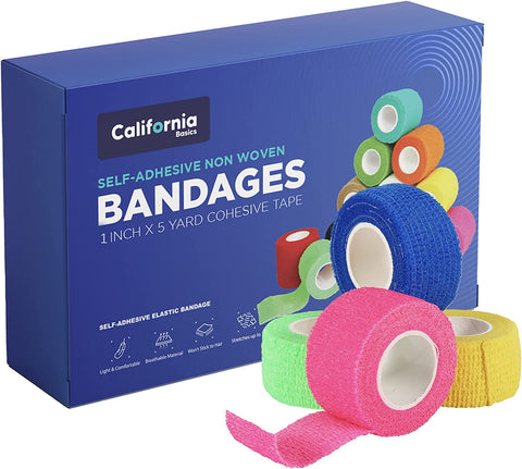 Multi Colored 24 Pack - 1 Inches by 5 Yards Self Adhesive Bandage Wraps