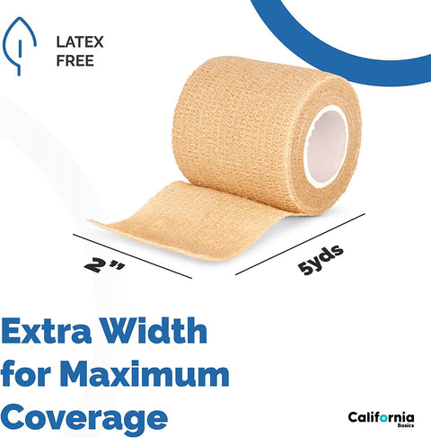 Beige 24 Pack - 2 Inches by 5 Yards Self Adhesive Bandage Wraps