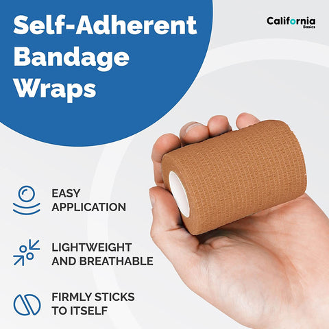 Beige 8 Pack - 3 Inches by 5 Yards Self Adhesive Bandage Wraps