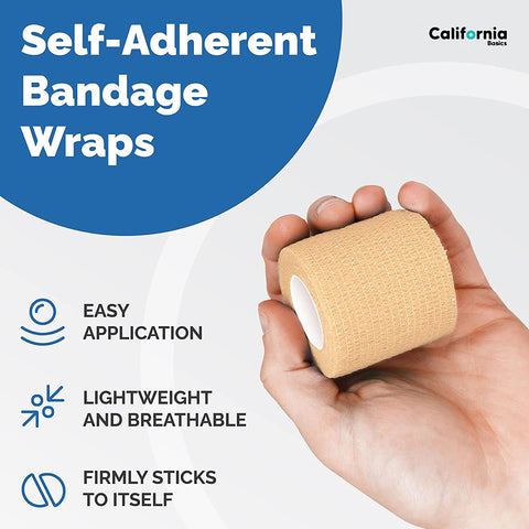 Beige 24 Pack - 2 Inches by 5 Yards Self Adhesive Bandage Wraps